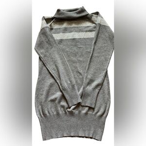 Say What? Grey Striped Turtleneck Sweater dress Long Sleeve Knit Size XL